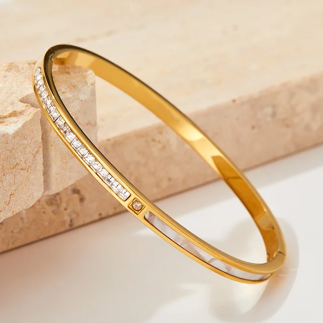 Gem and White Shell Cuff