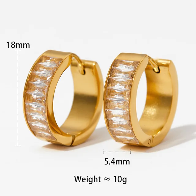 Italy Zirconia Gem Hoop Earings | Small