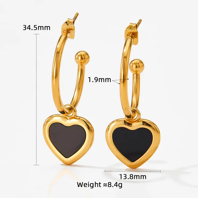 Drip C Heart White Shell Earrings
