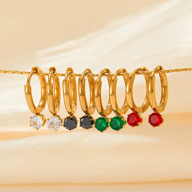 Single Gem Hoop | Small
