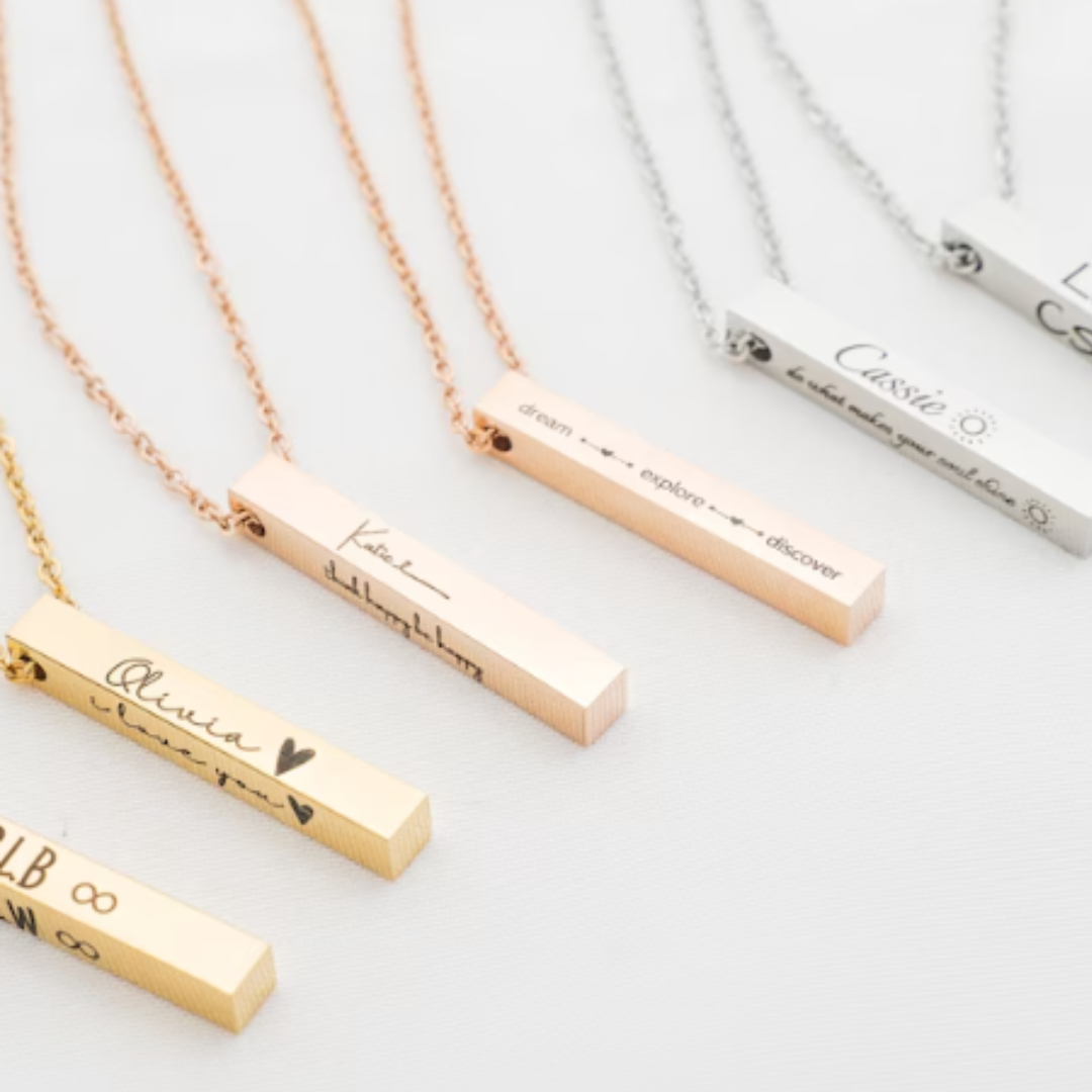 Custom Name Vertical Bar Necklace