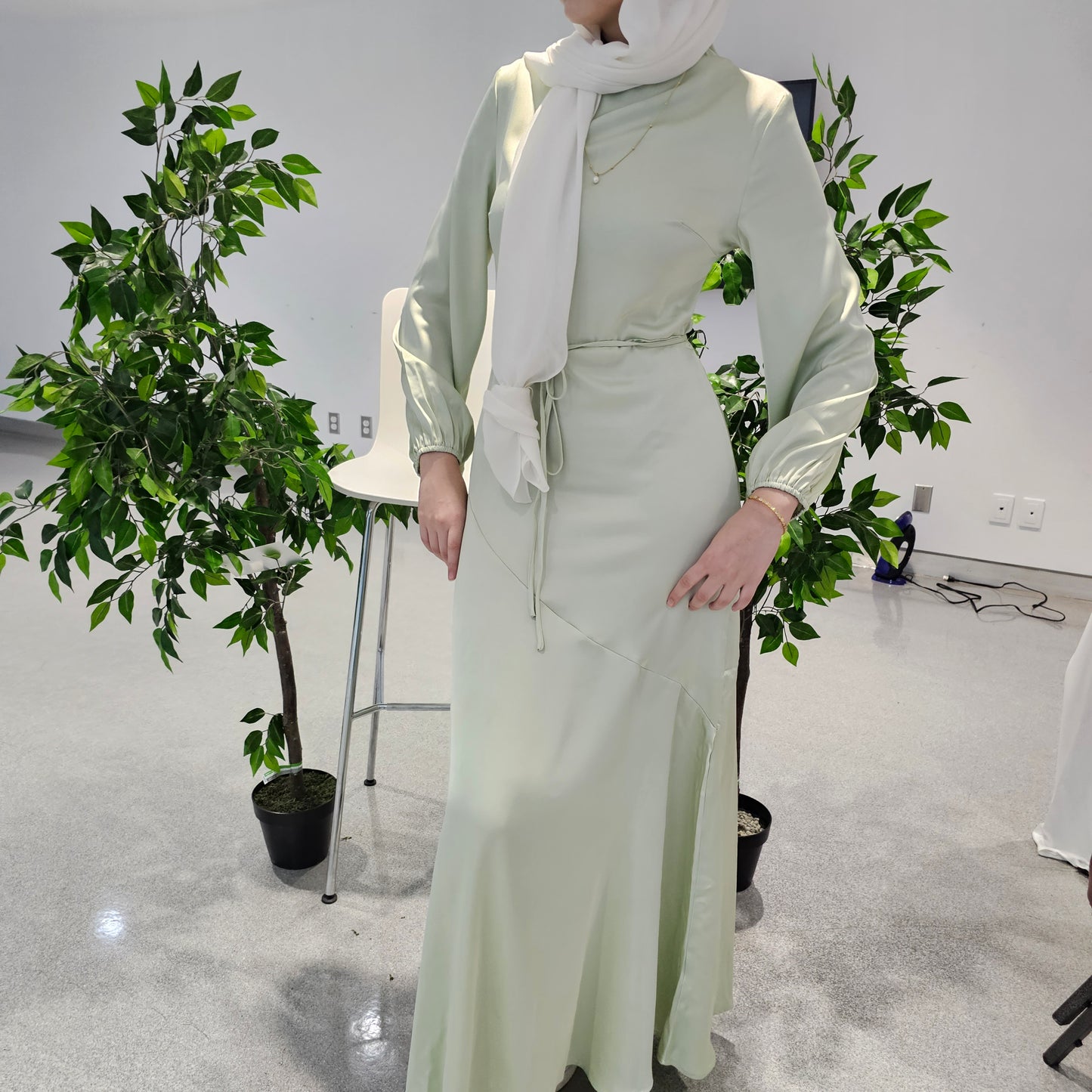 Anya Satin Dress - Mint Green