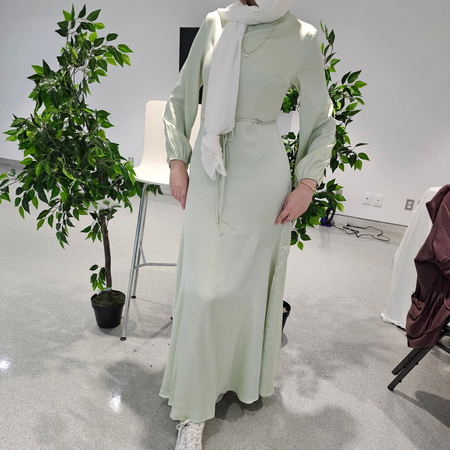 Anya Satin Dress - Mint Green