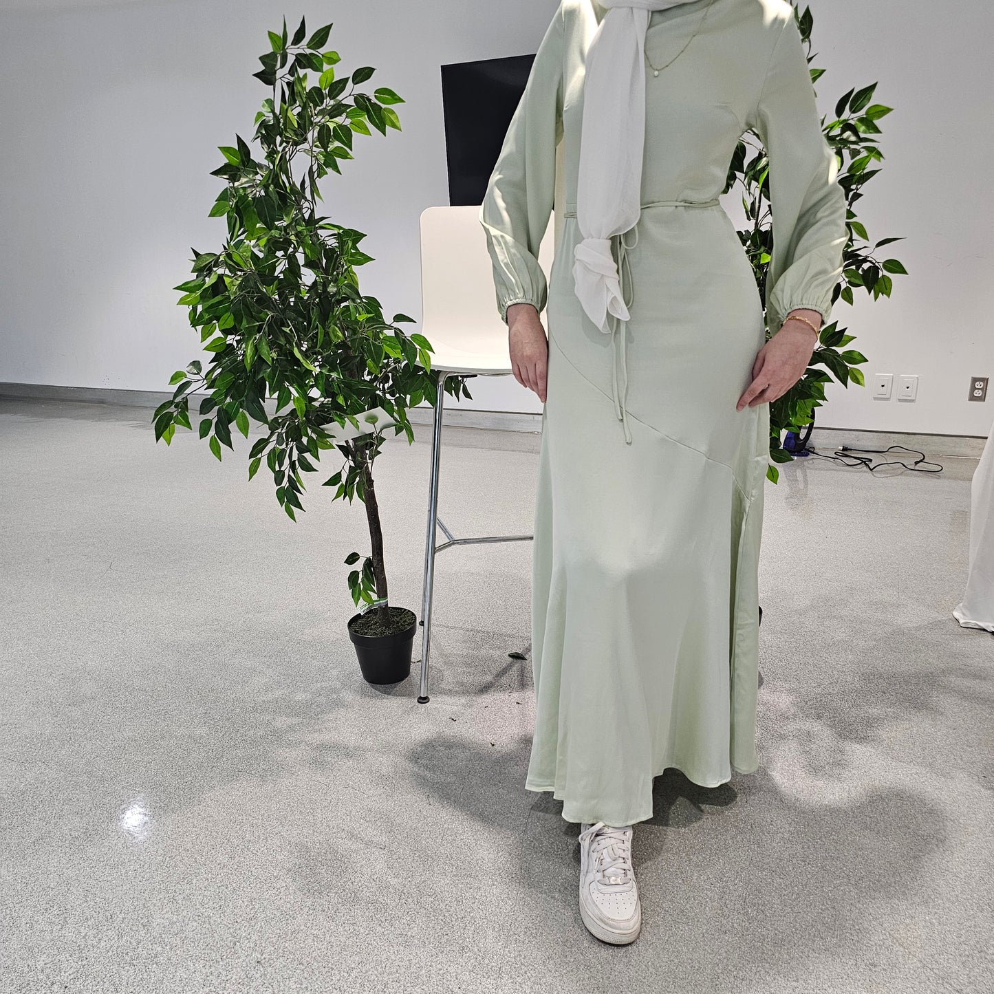 Anya Satin Dress - Mint Green