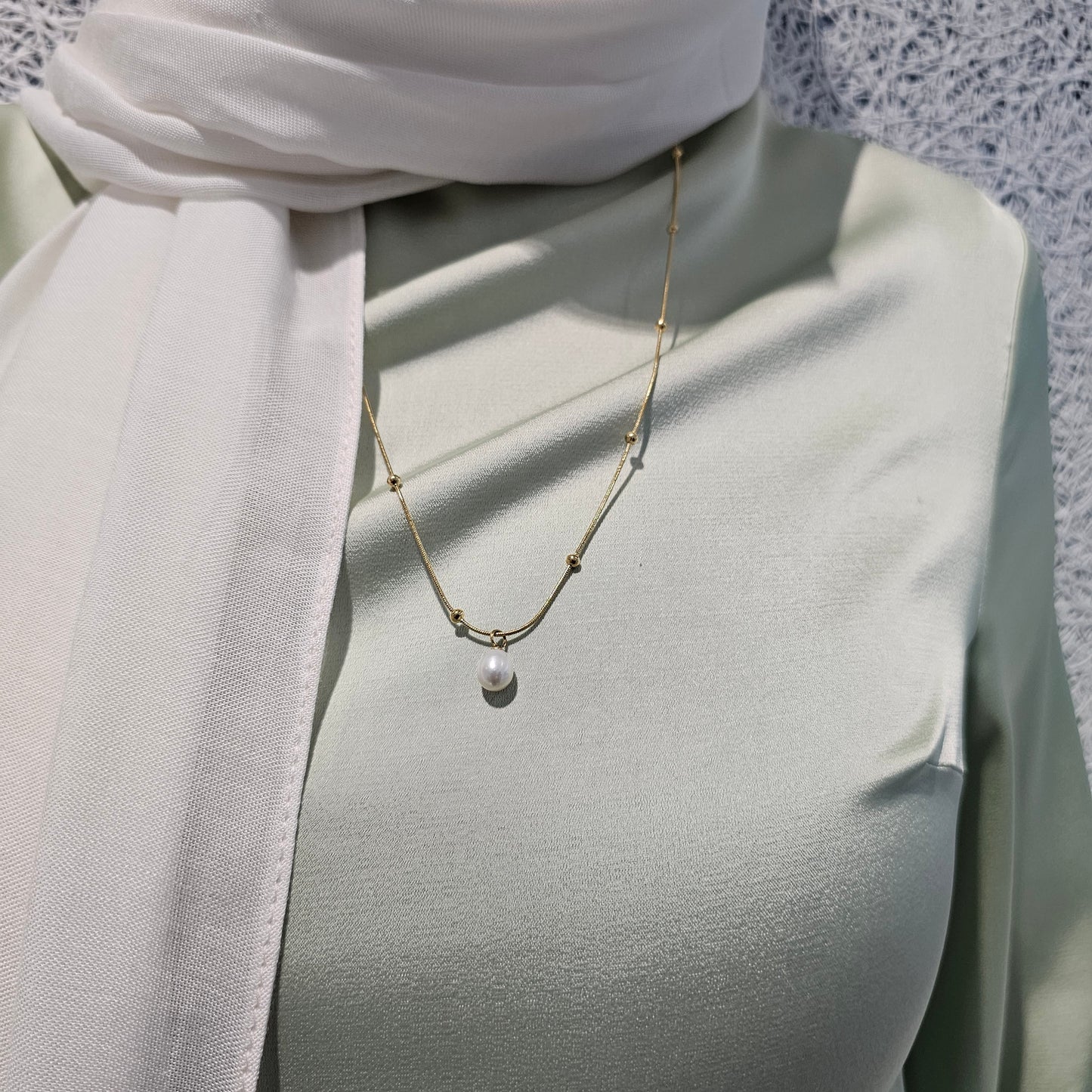 Dotted Freshwater Pearl Necklace - Silver or Gold