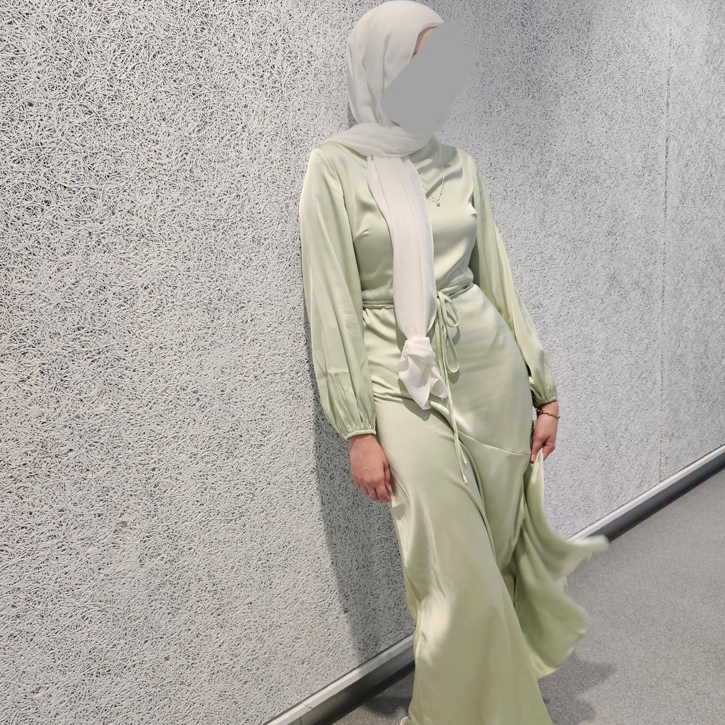 Anya Satin Dress - Mint Green