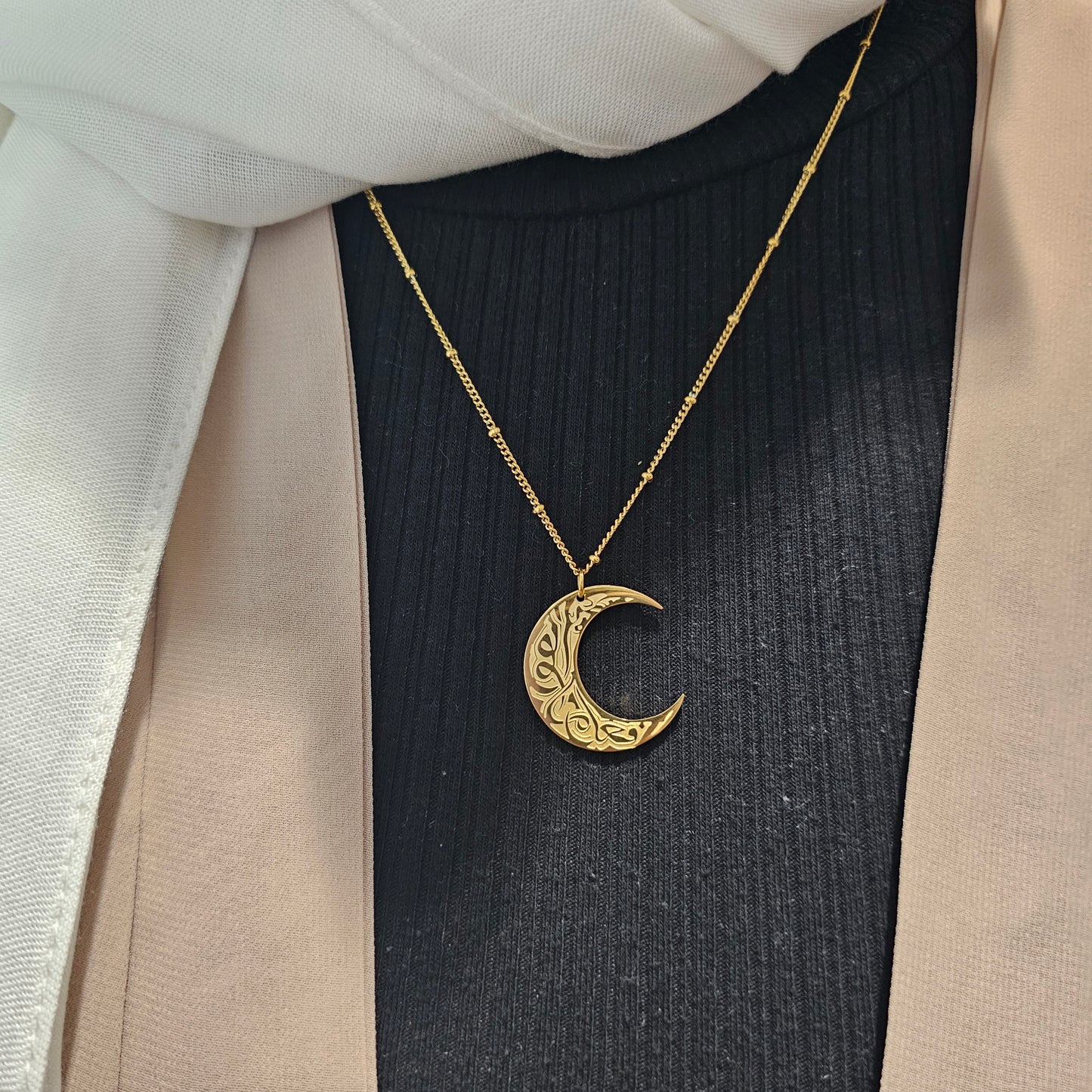 "Do what is Beautiful" | Moon Engraved Necklace