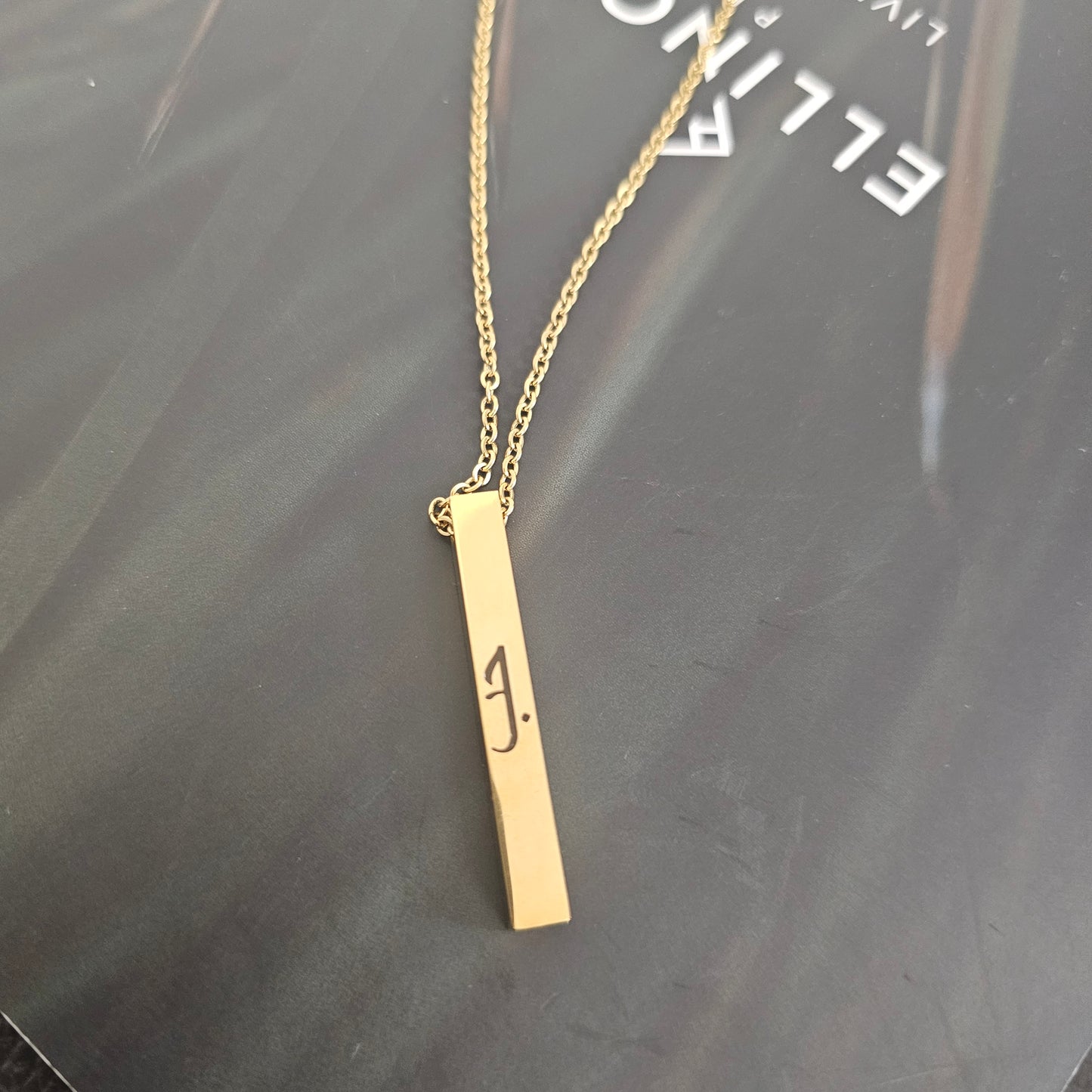Gold Bar Necklace- Hubb - Love