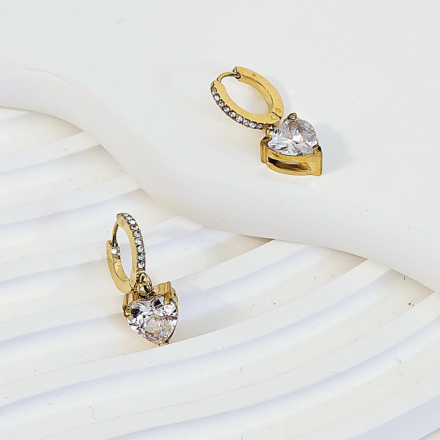 Dangling Zircona Gem Hearts