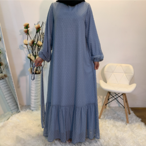 Jamaal Dotted Chiffon Dress - Blue