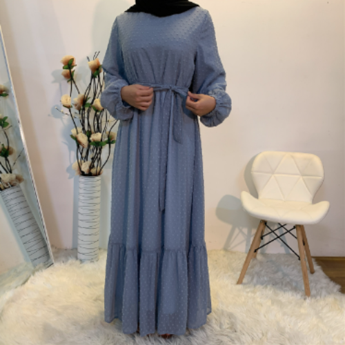 Jamaal Dotted Chiffon Dress - Blue