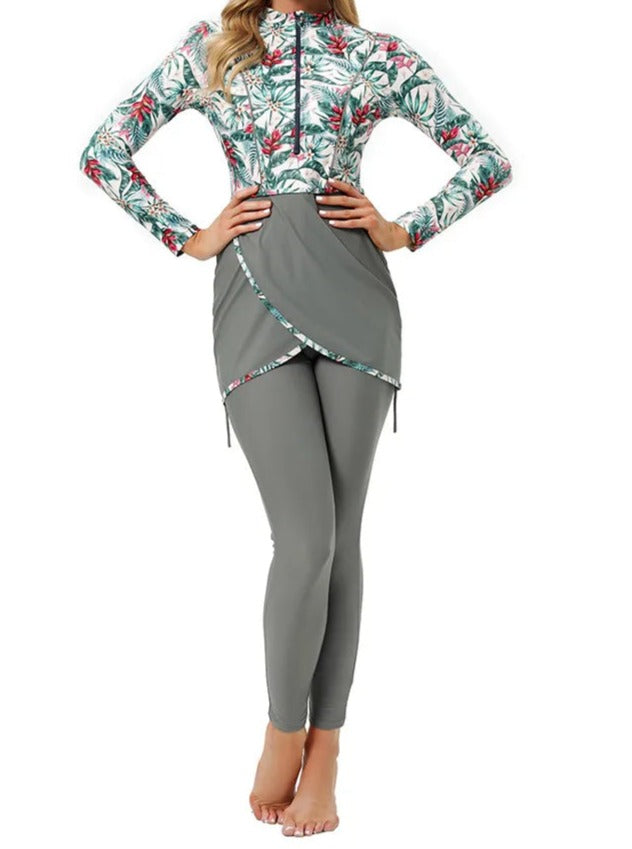 Modest Swimwear Set With Cap - Summer Sun