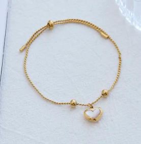 Cream Heart Adjustable Bracelet