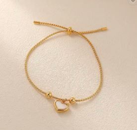 Cream Heart Adjustable Bracelet