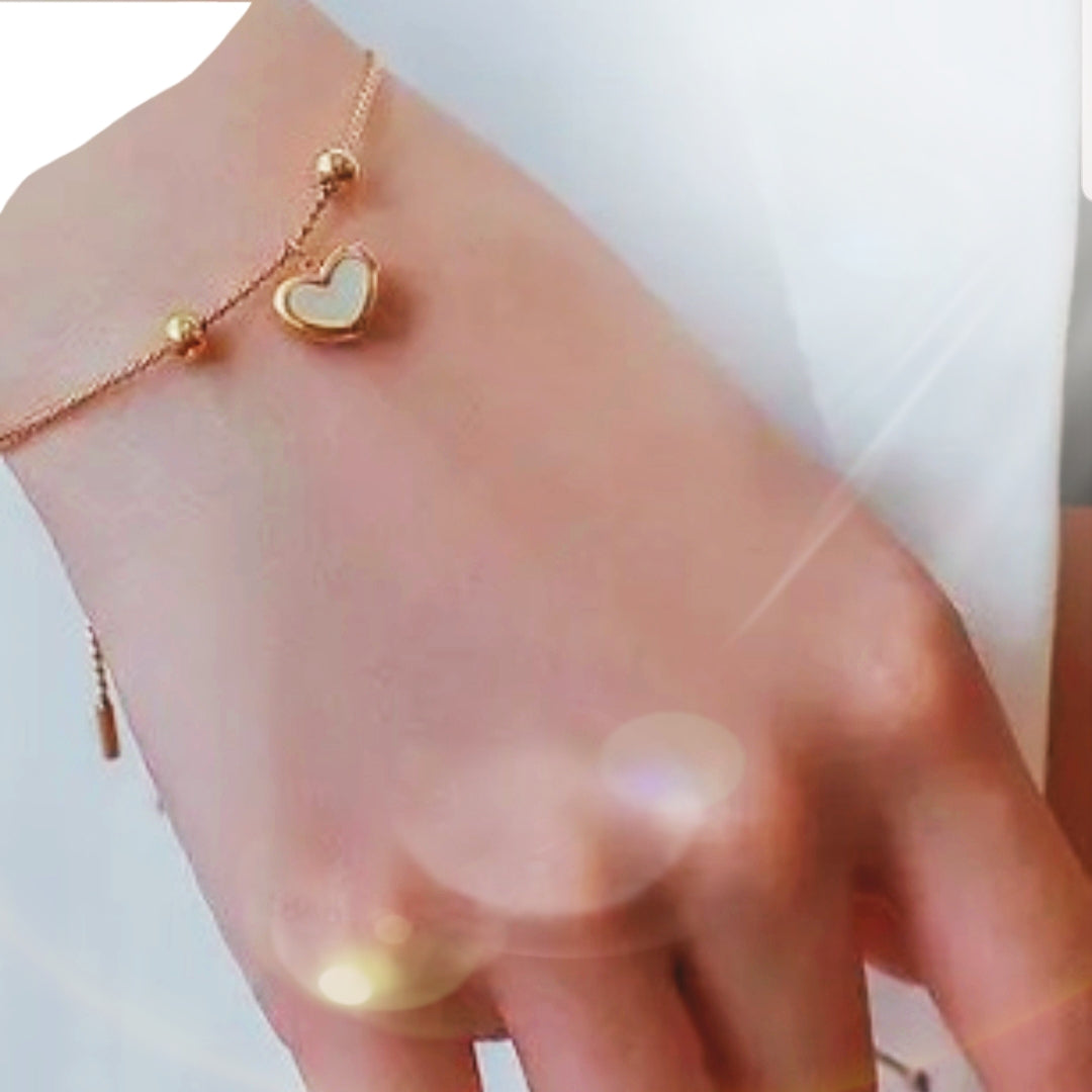 Cream Heart Adjustable Bracelet