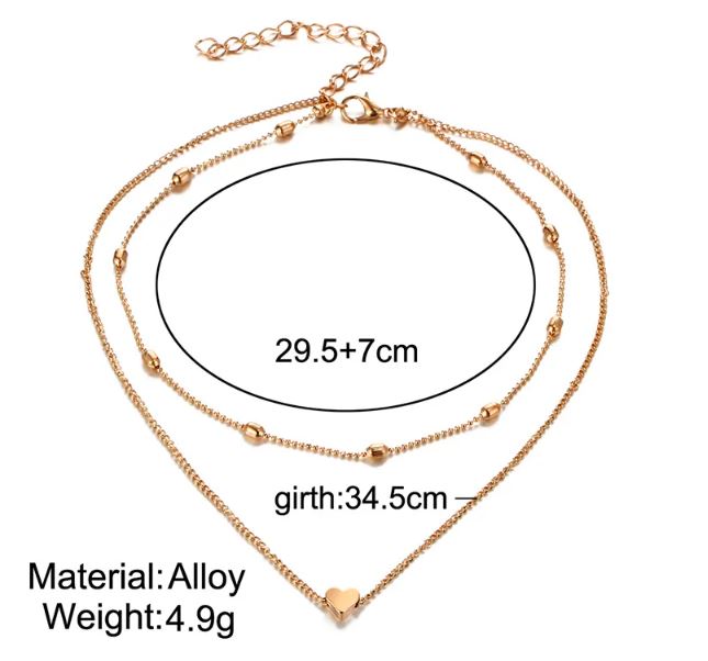 Layered Heart Choker Necklace