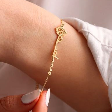 Custom Name Flower Bracelet