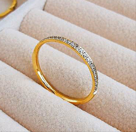 Tiny Half Gemmed Band Ring