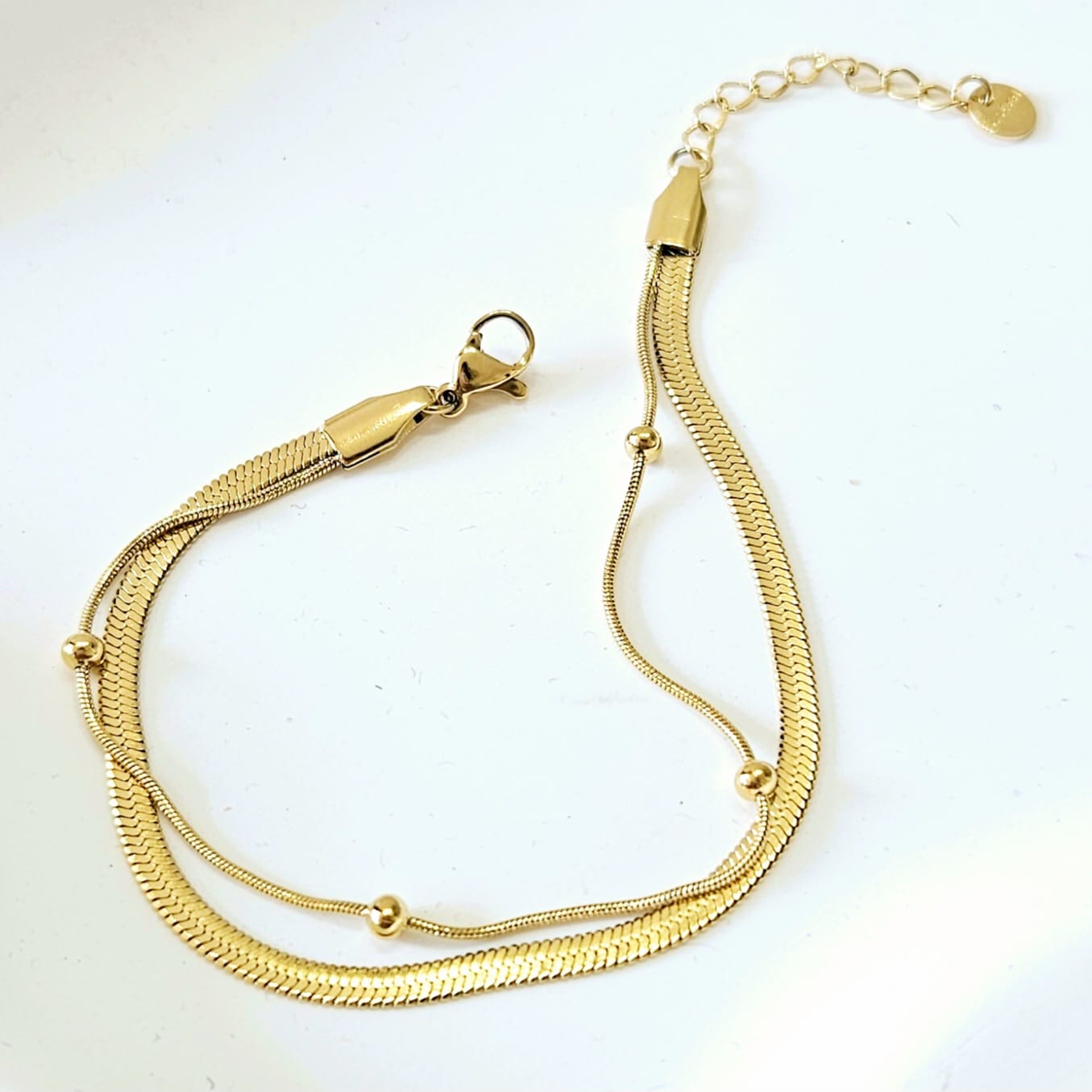 Double Layered Dotted Bracelet - Gold