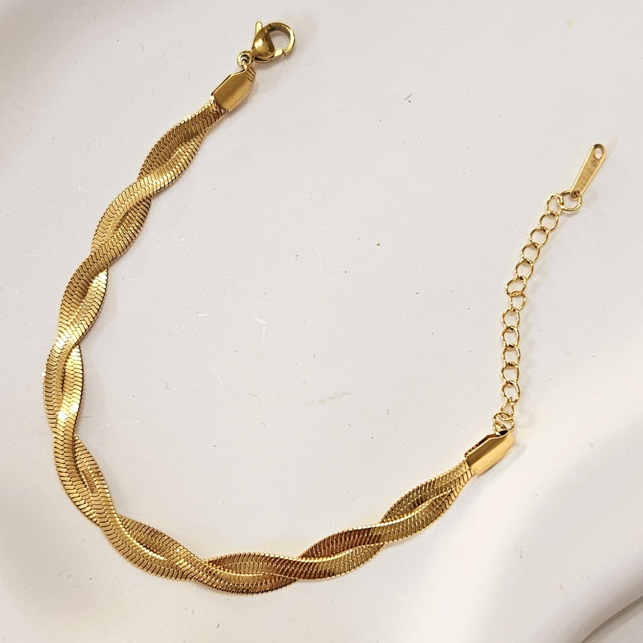 Braided Flat Chain Bracelet-Gold