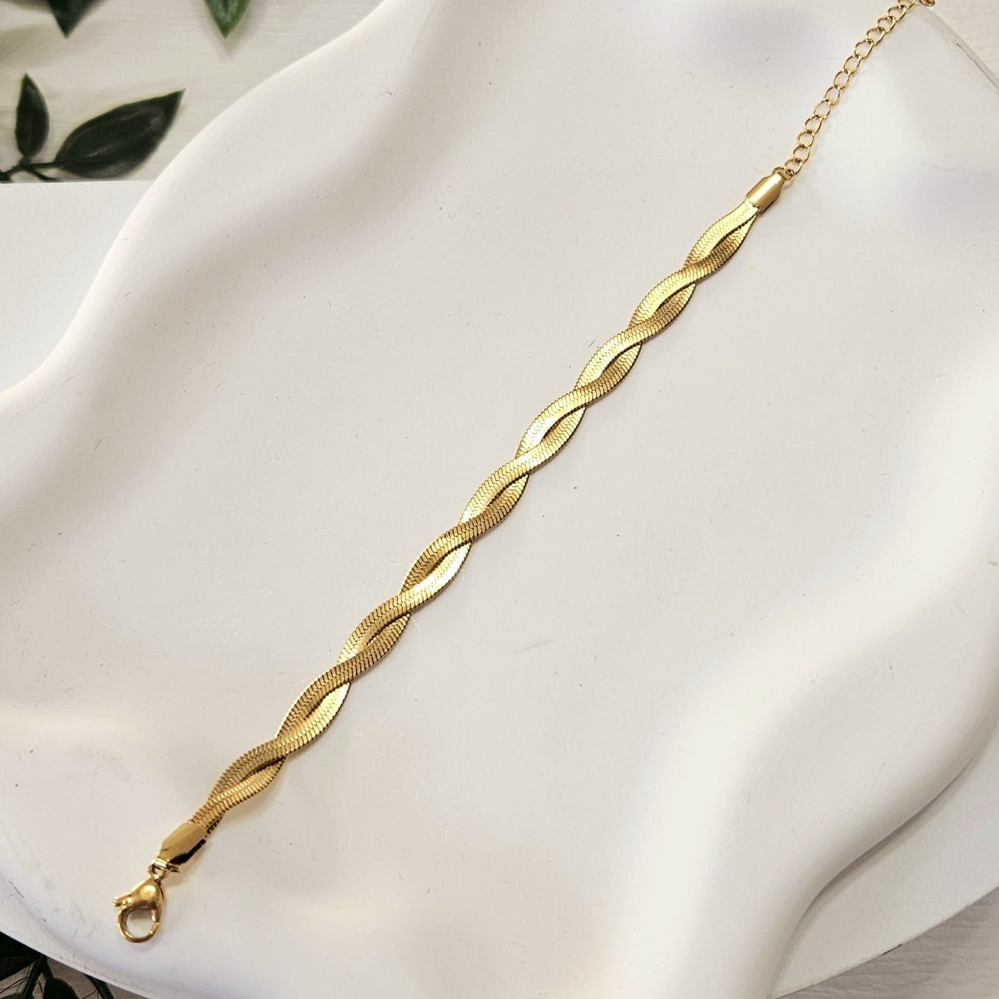 Braided Flat Chain Bracelet-Gold