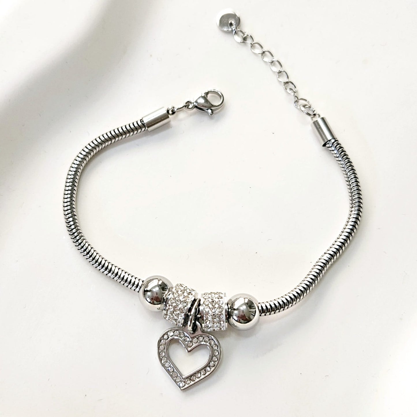 Heart Charm Bracelet - Silver