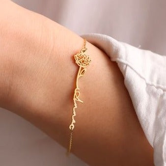 Custom Name Flower Bracelet