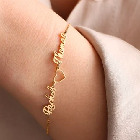 Custom Double Name Bracelet - Side by Side Double Names