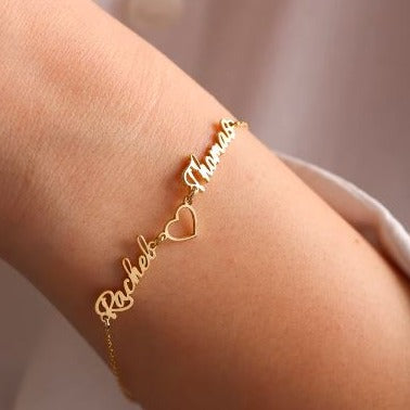 Custom Double Name Bracelet - Side by Side Double Names