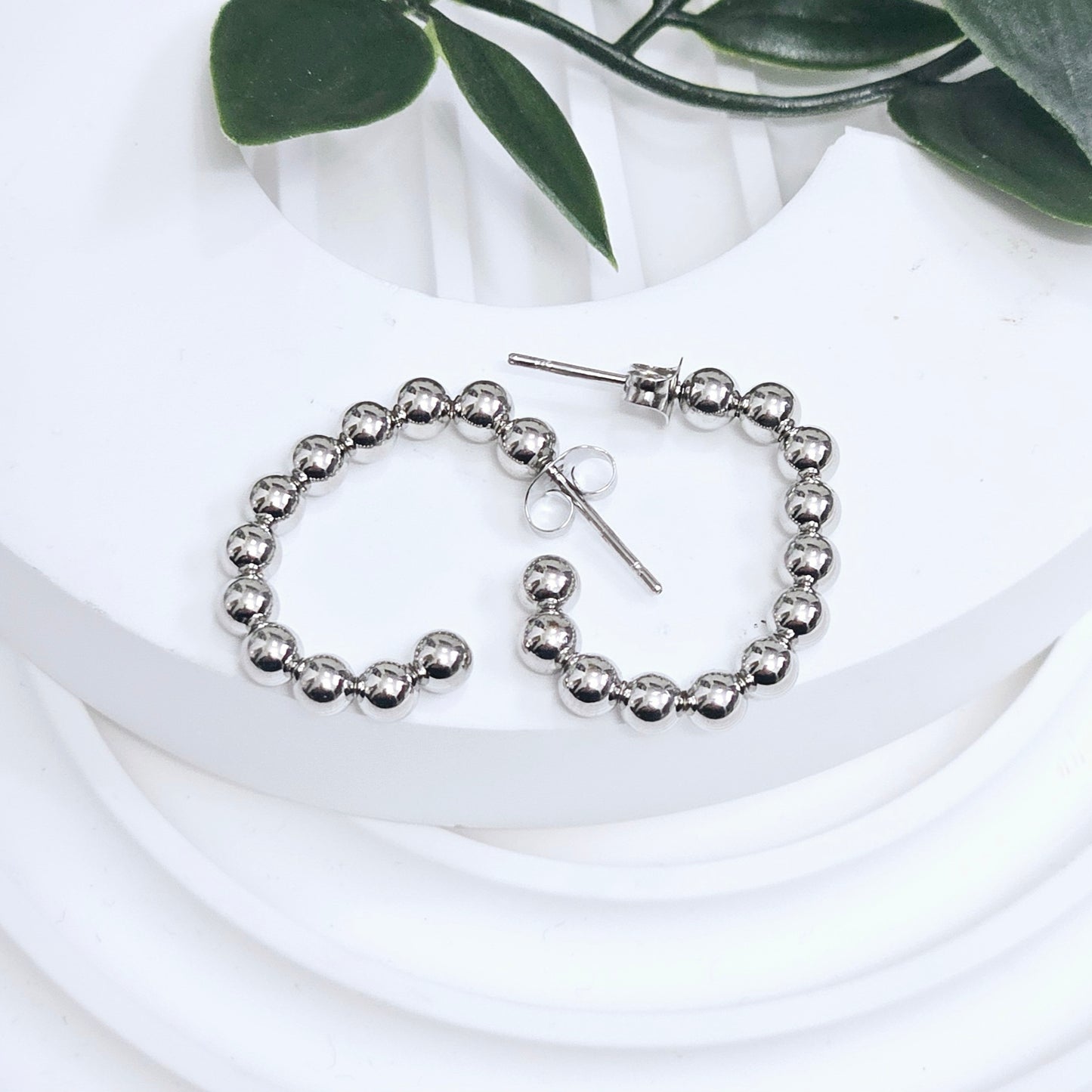 Bubble C Earrings - Silver