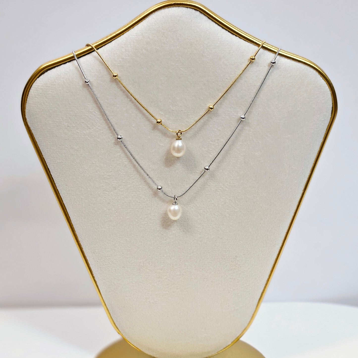 Dotted Freshwater Pearl Necklace - Silver or Gold