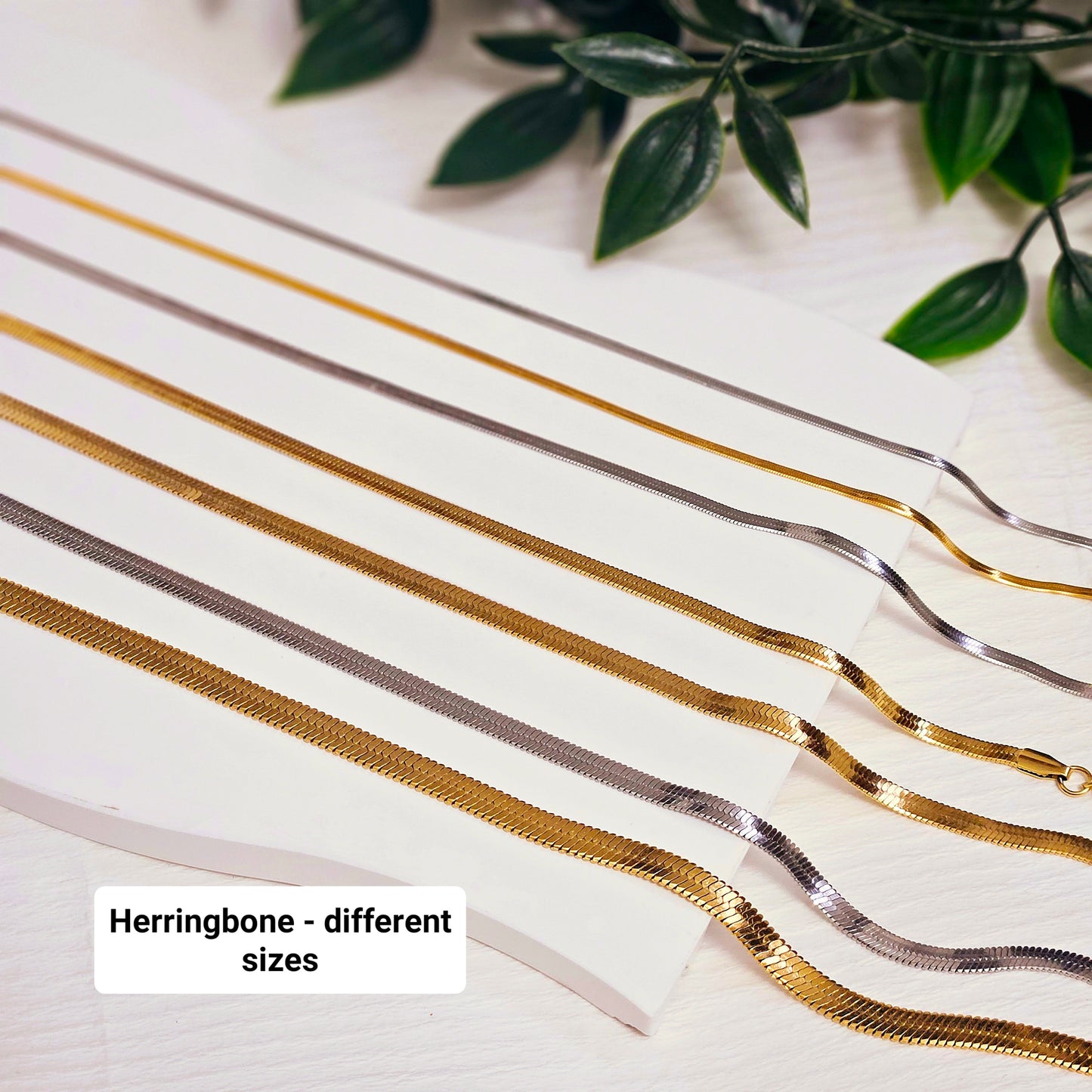 0.5mm Herringbone Necklace - Gold