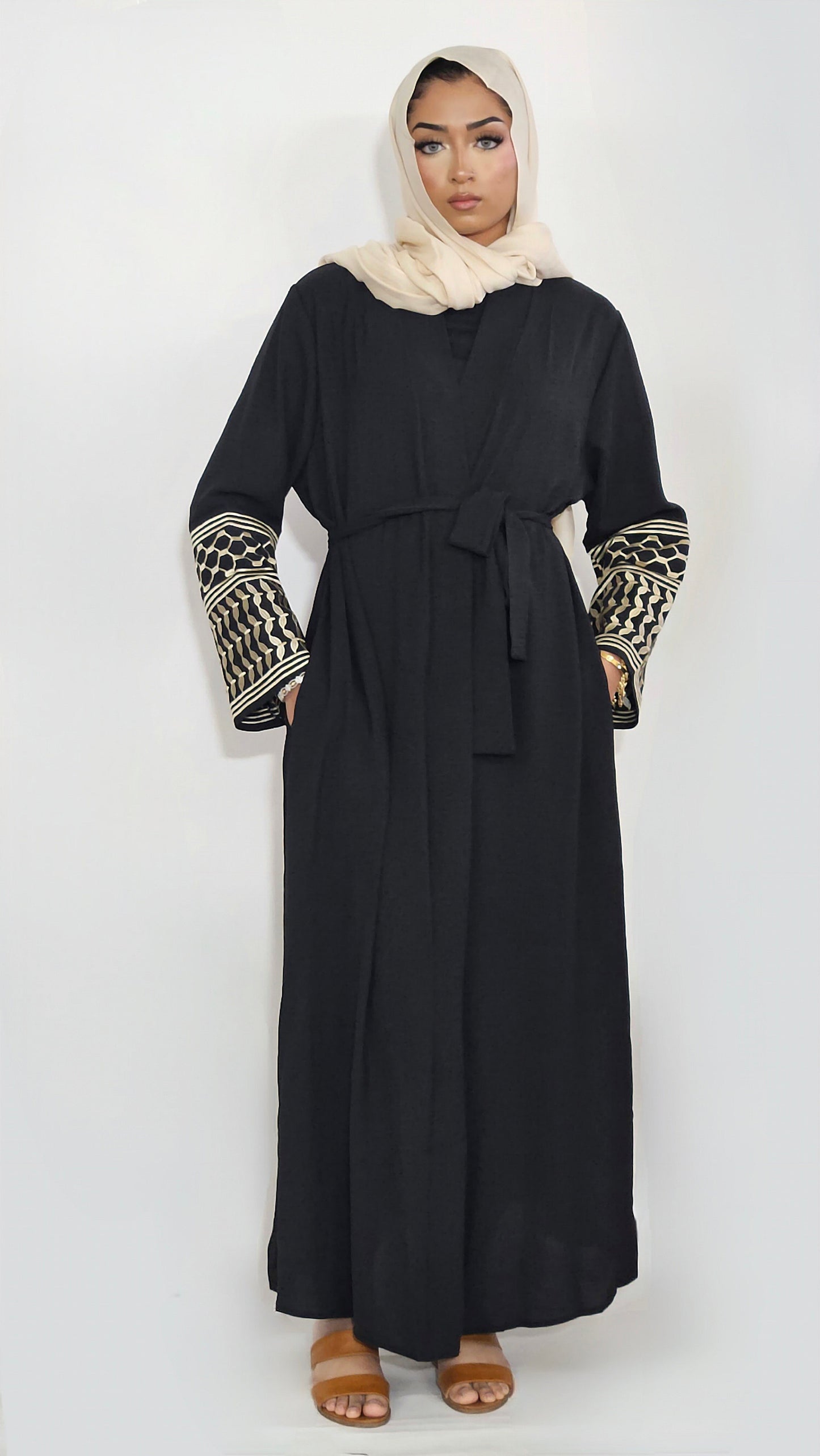 Palestine Keffiyeh Abaya - Black