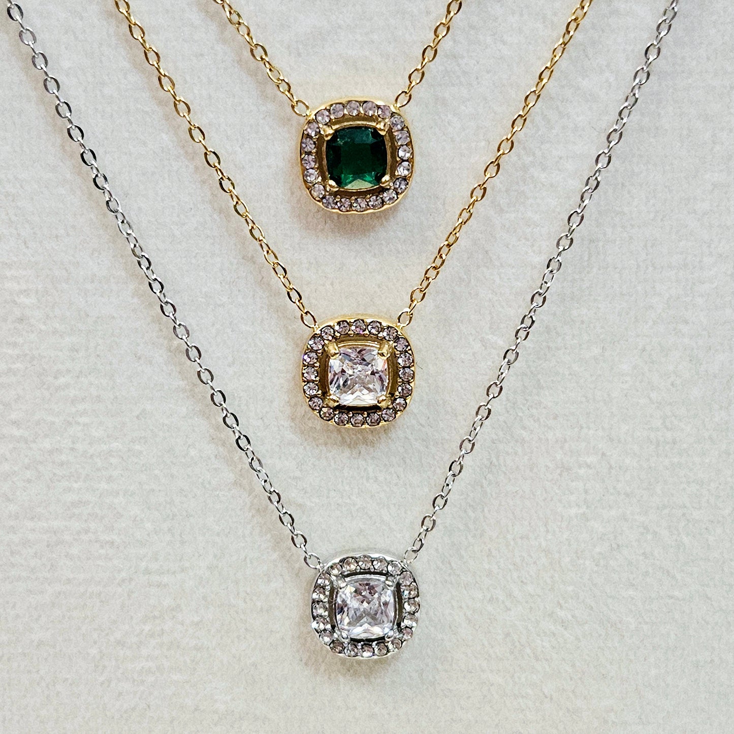 Square Gem Necklace - 3 Types