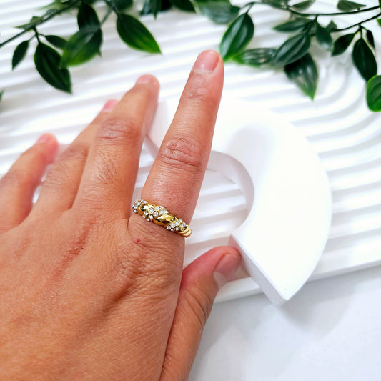 Gemmed Croissant Ring - Vintage