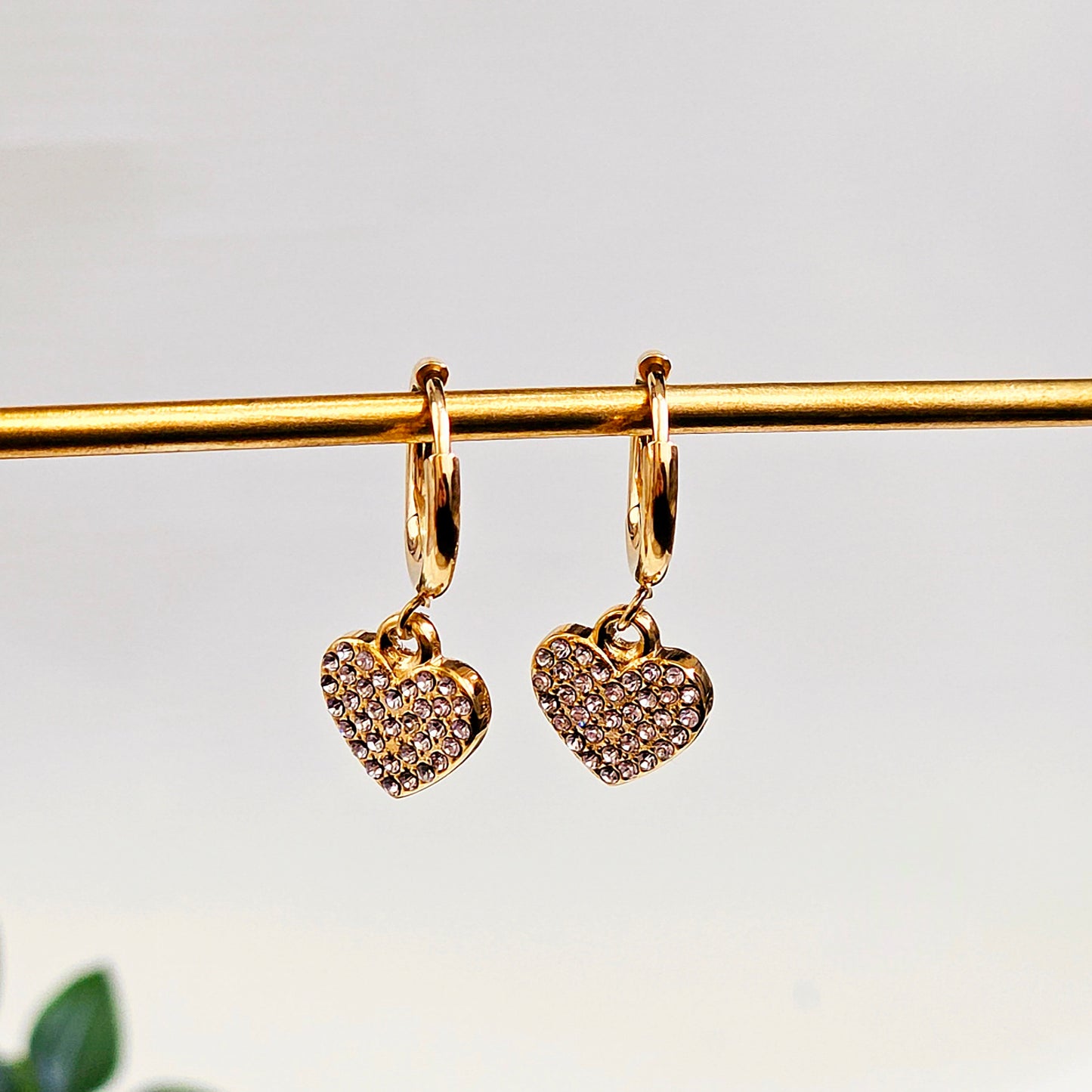 Heart Gemmed Dangle Earrings -