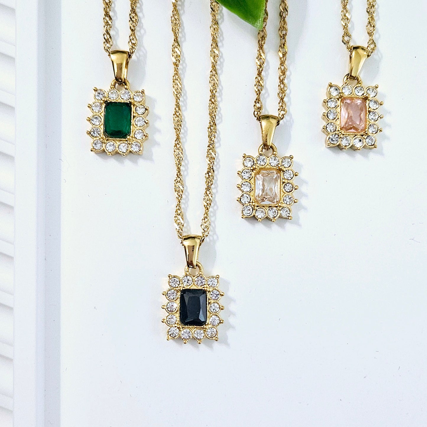 Rectangle Sunflower Necklace - 4 Stone Colors