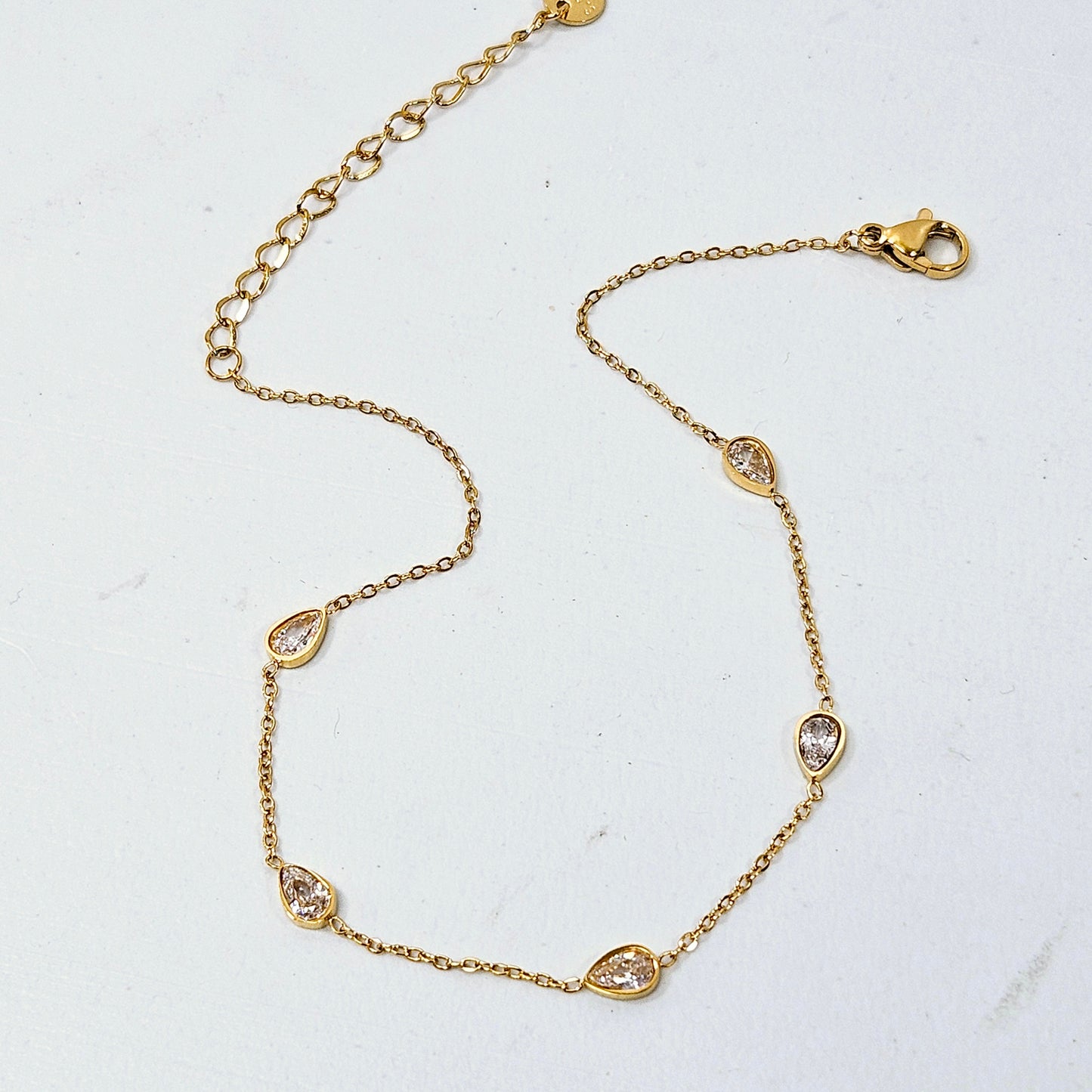 Teardrop Satellite Anklet - Gold