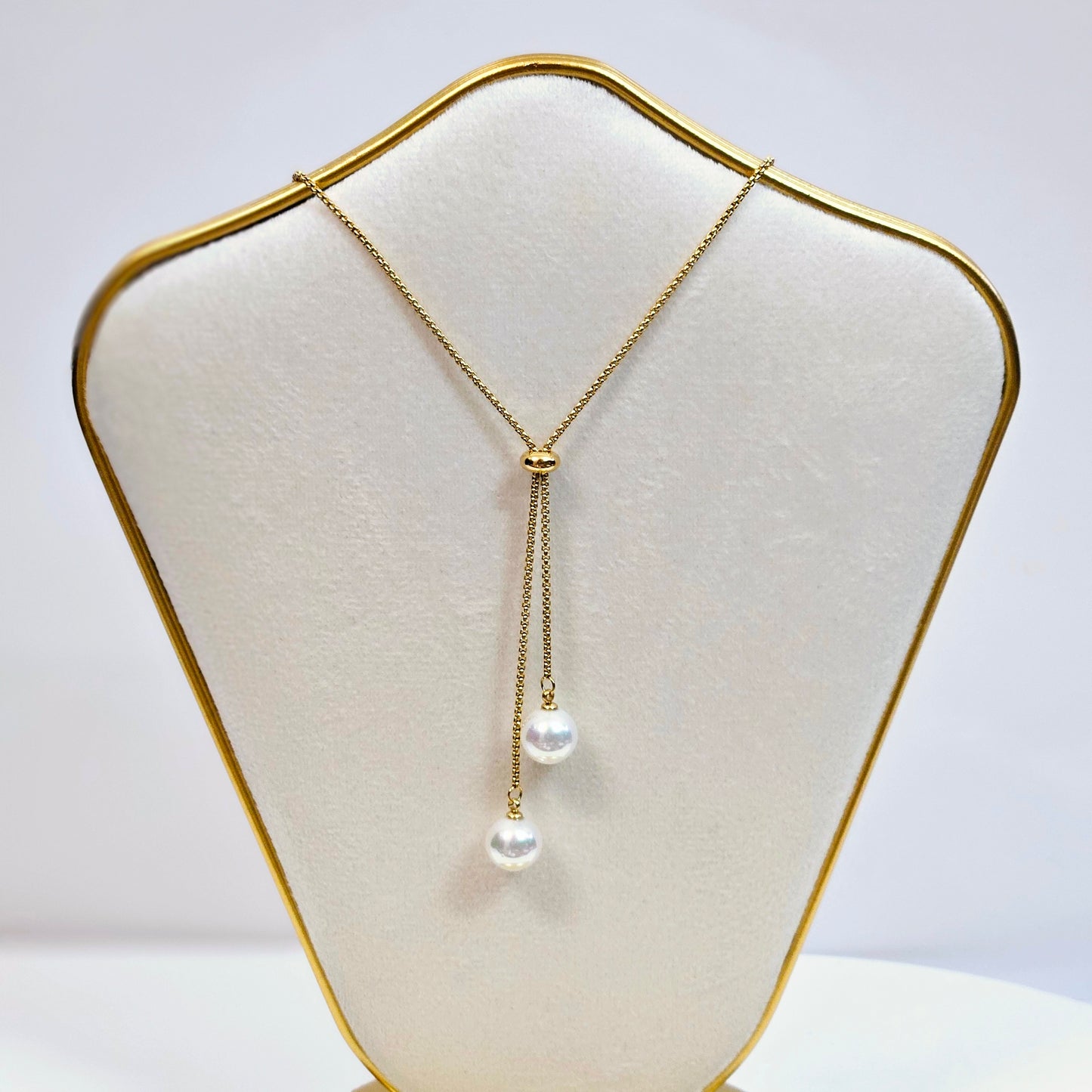 Dangling Adjustable Pearls Necklace - Silver or Gold