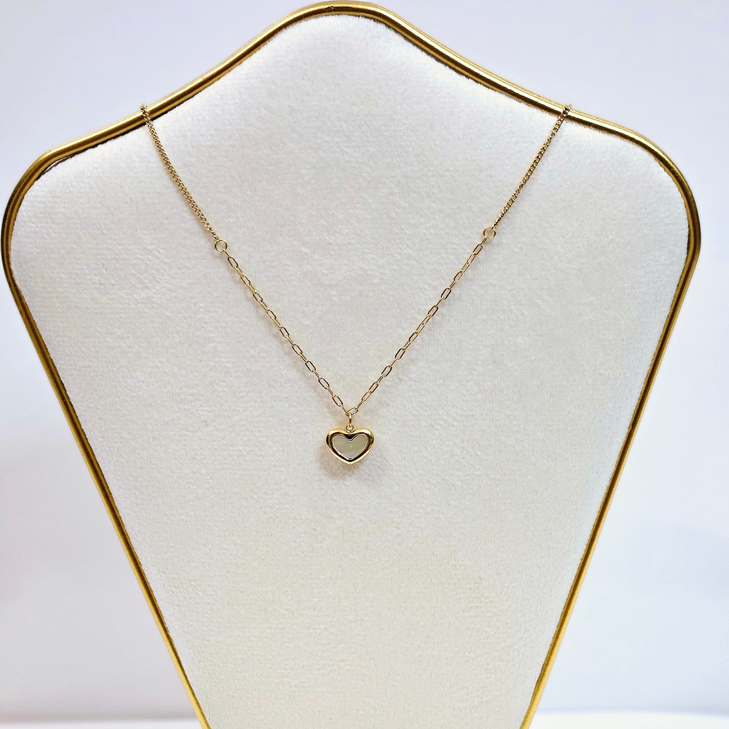 Half Paperclip White Shell Heart Necklace
