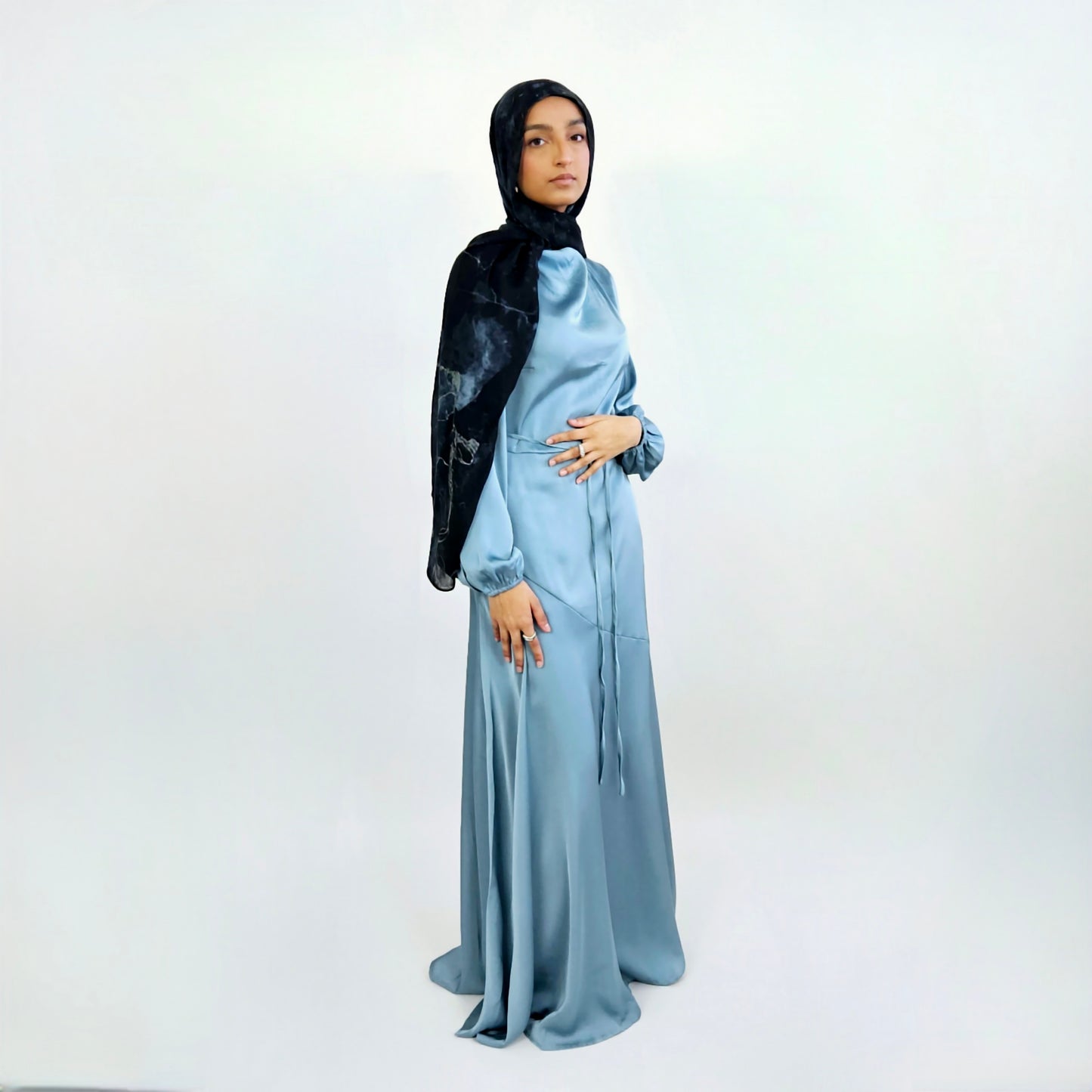 Anya Satin Dress - Blue