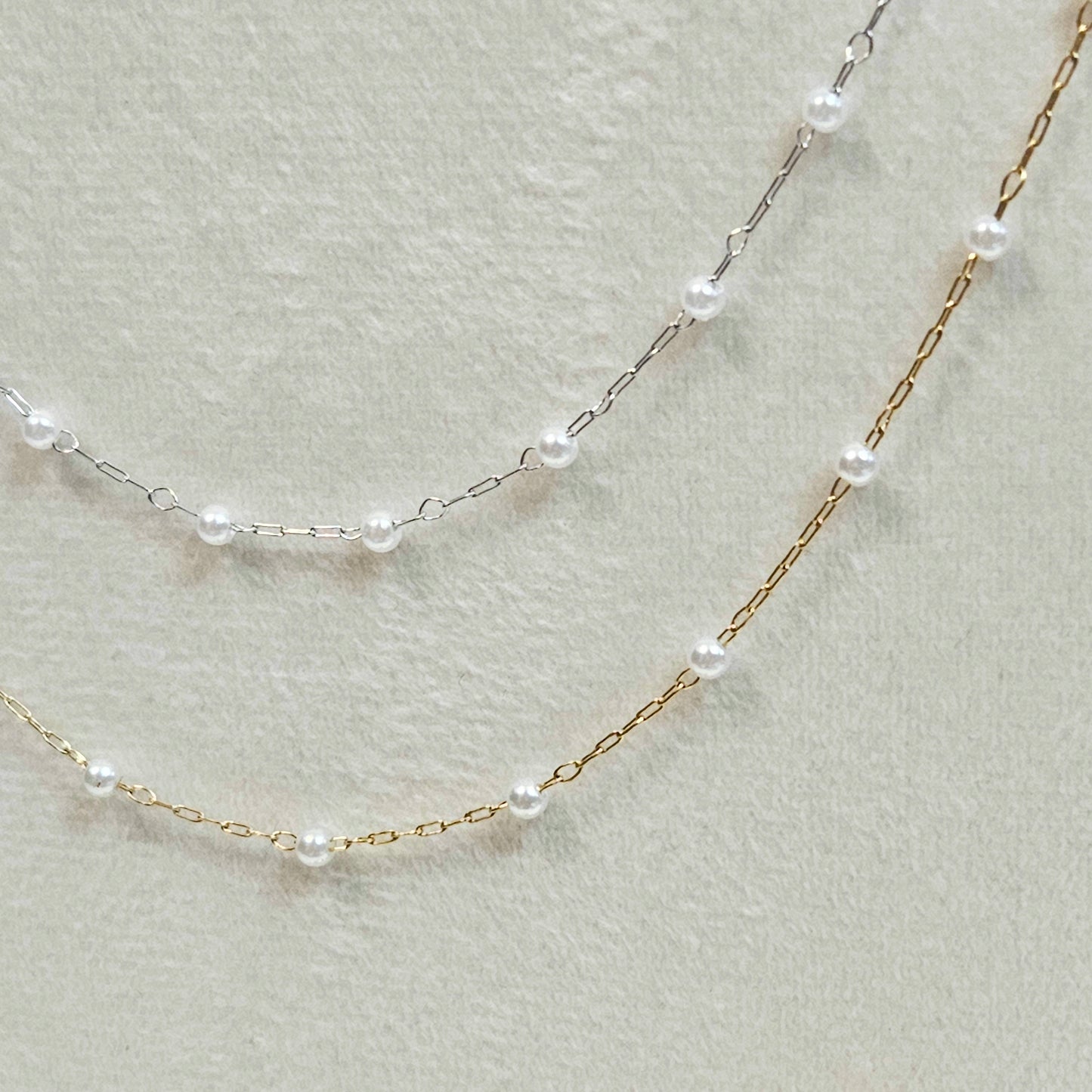 Dainty Tiny Pearl Necklace - Silver or Gold