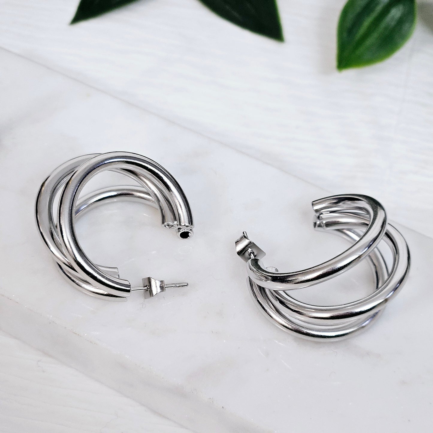 Three Tier Earrings - Silver