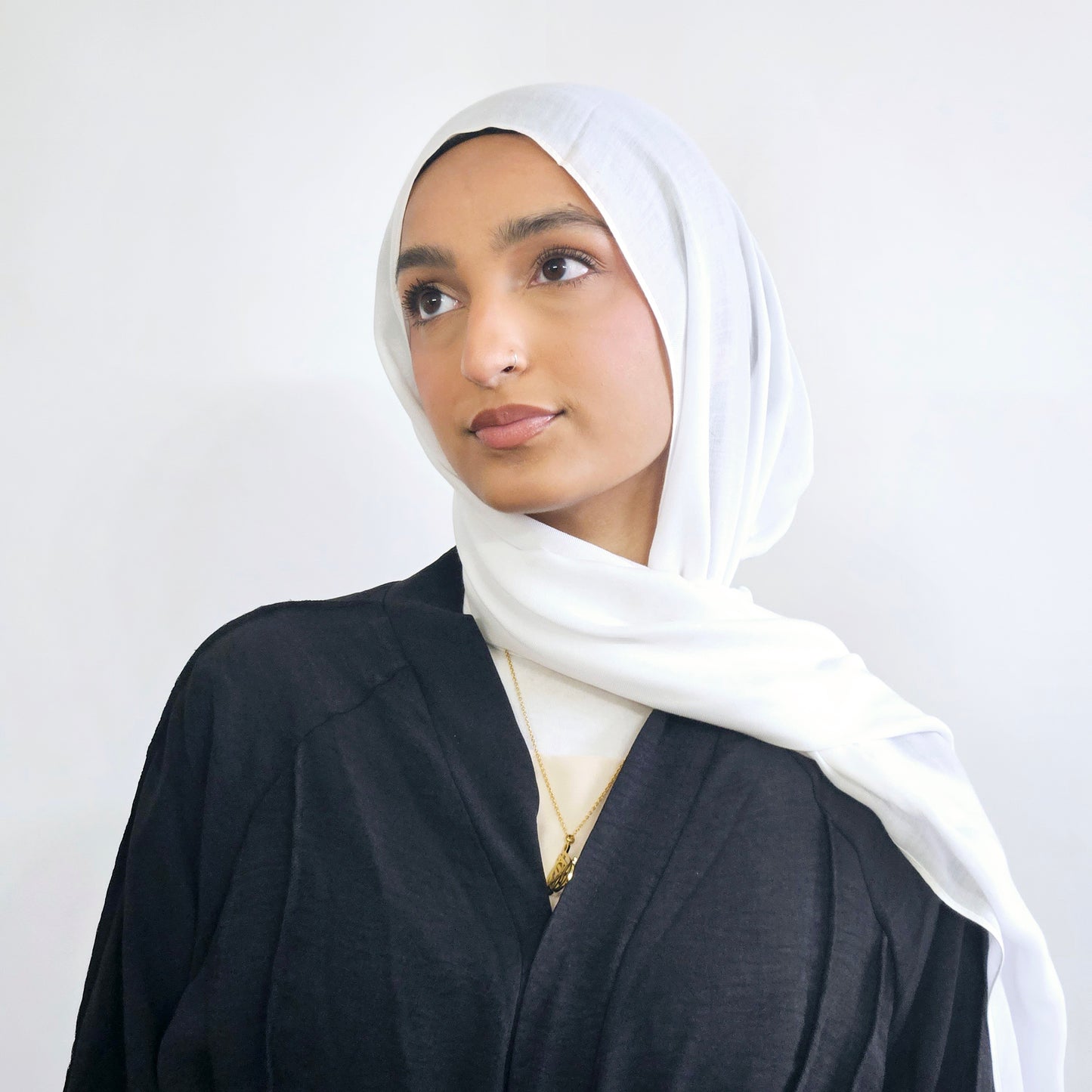 Open Buttoned Rayon Abaya - Black