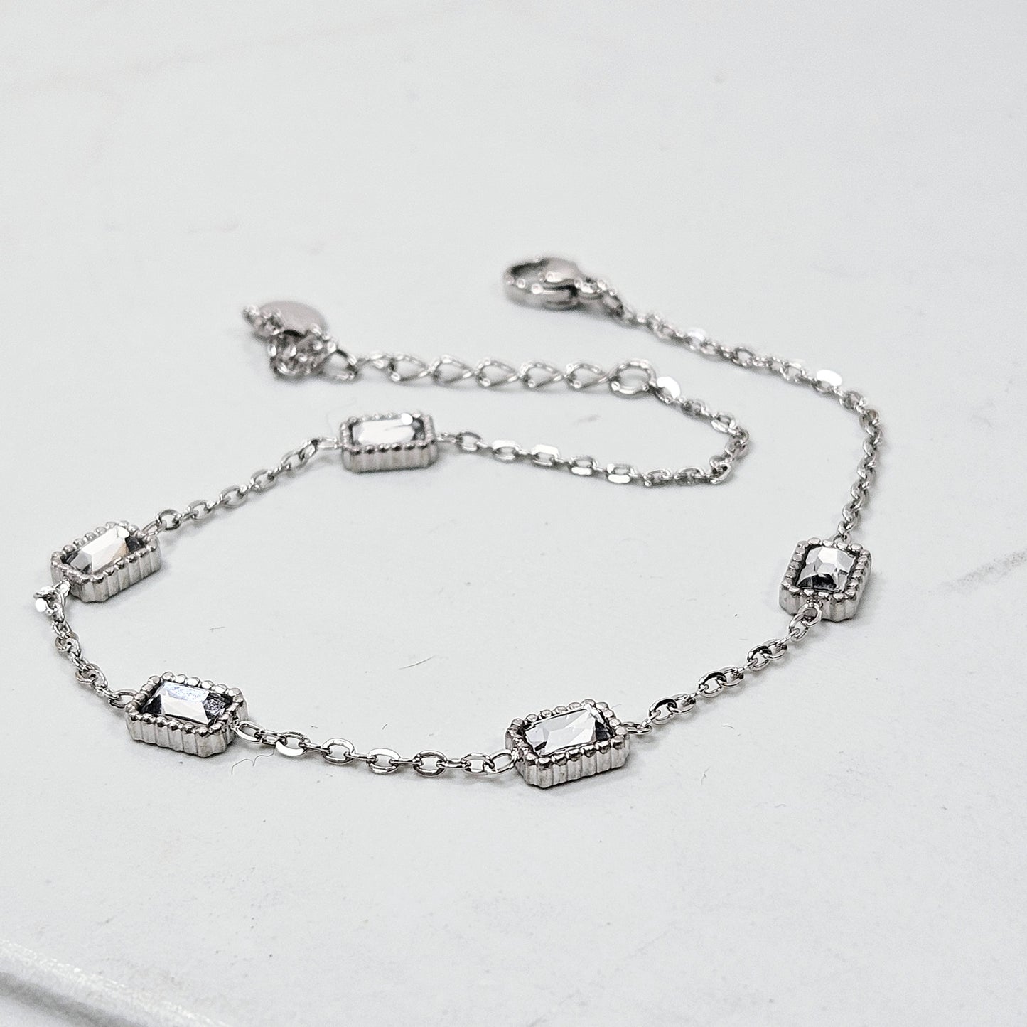 Rectangle Satellite Anklet - Silver
