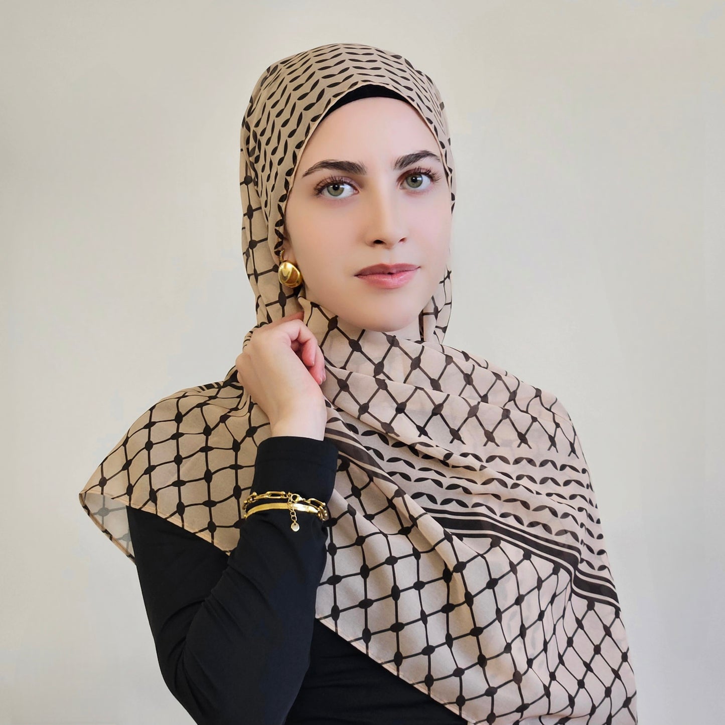Keffiyah Chiffon Hijab - Homeland Rustic Brown