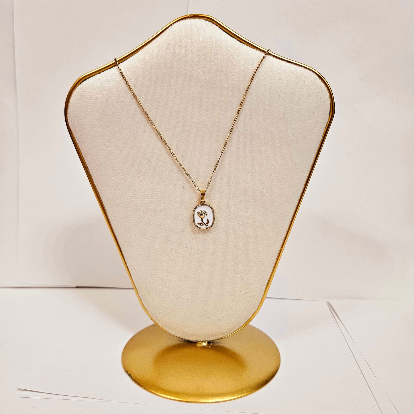 Tiny White Shell Rose Necklace