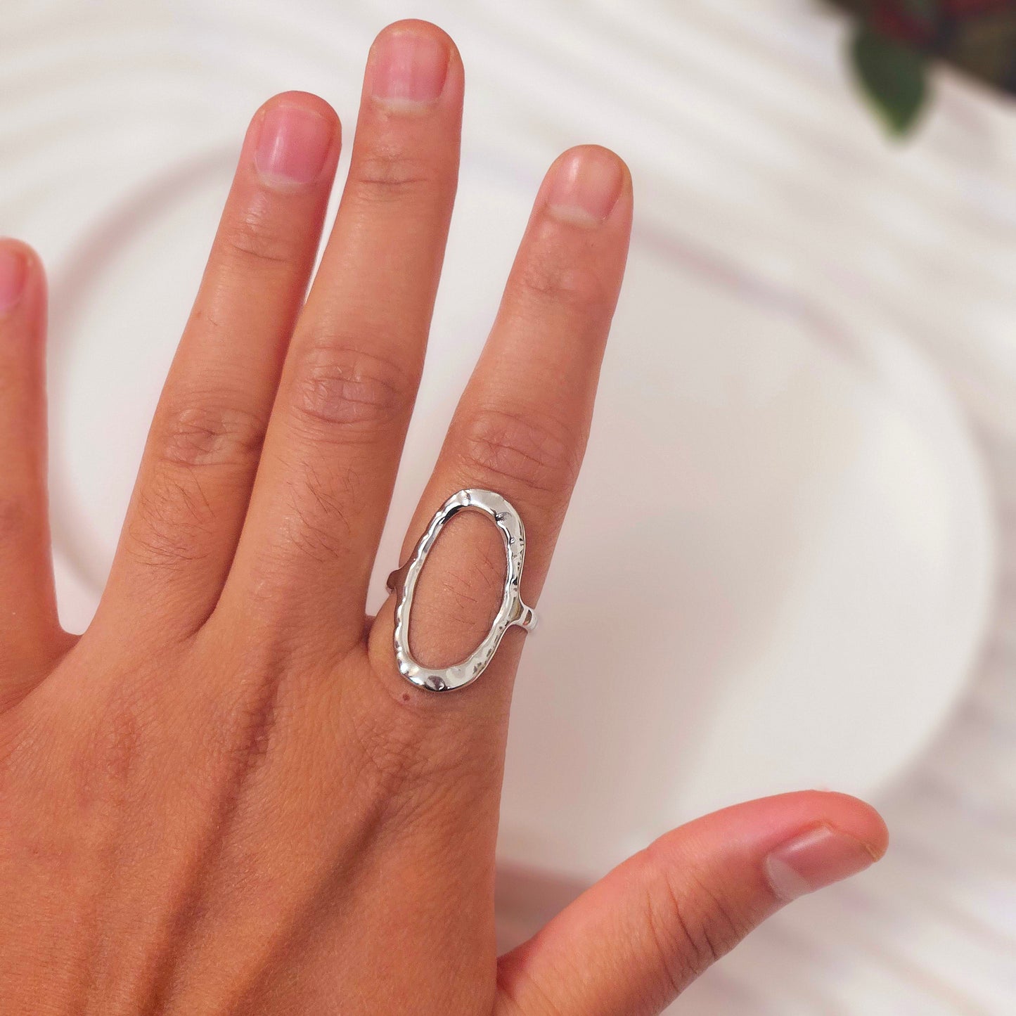 Oval Hammered Ring