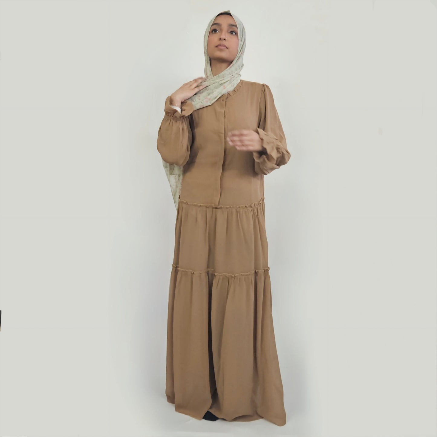 Chiffon Layered Dress - Light Hazelnut Brown