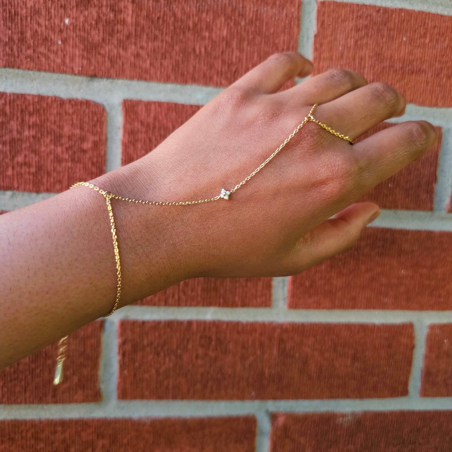 Dainty Floral Hand Chain- Gold
